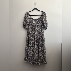 Forever 21 White Ruffled Tiered Sundress with Puff Sleeves